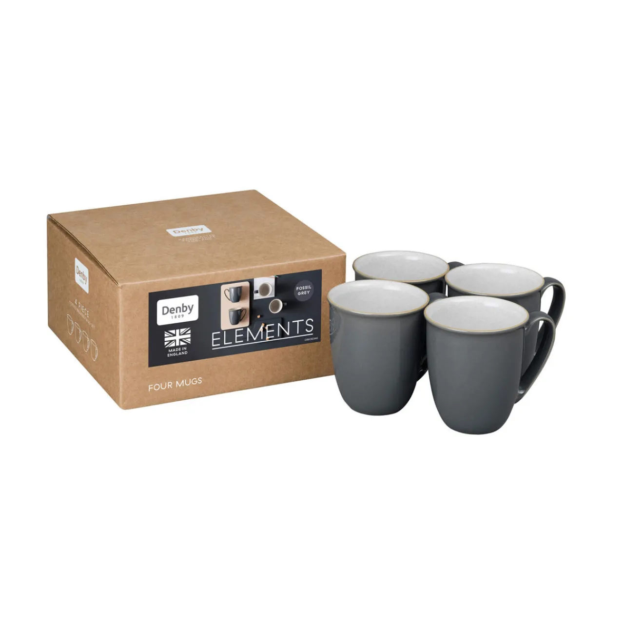 Fashion DENBY Elements Fossil Grey Set of Four Coffee Mugs
