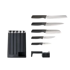 Elevate™ Knives SlimBlock Five-Piece Knife Set with Sharpener