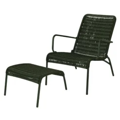 Ellendale Garden Lounge Chair & Footstool Forest Green