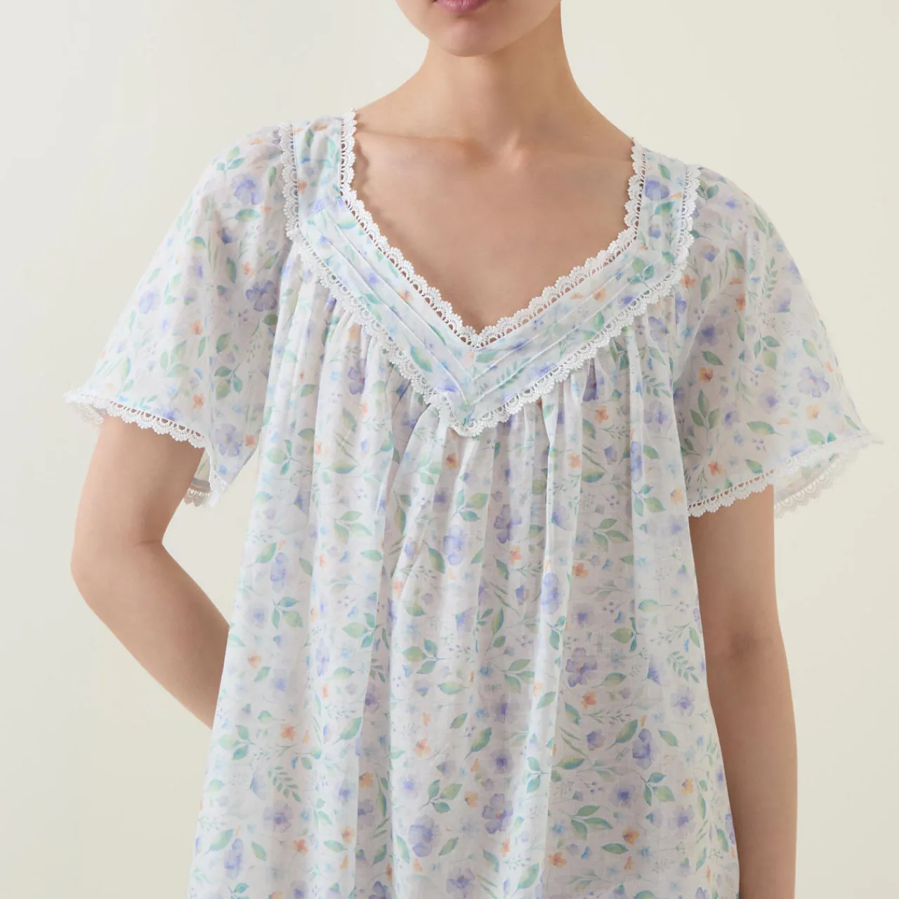 Outlet COTTON REAL Elma Pansy Print Night Dress