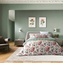 New BEDECK BELFAST Elswyth Duvet Set Olive/Mulberry