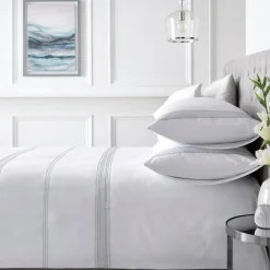 Sale APPLETREE Embroidered Bands Duvet Set White