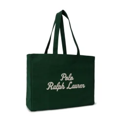 Best POLO RALPH LAUREN Embroidered Script Logo Canvas Tote Bag
