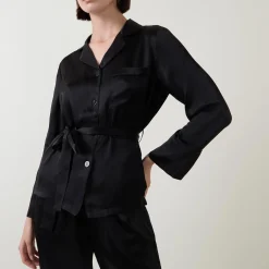 Emerald Tie-Fastening Silk Pyjama Set