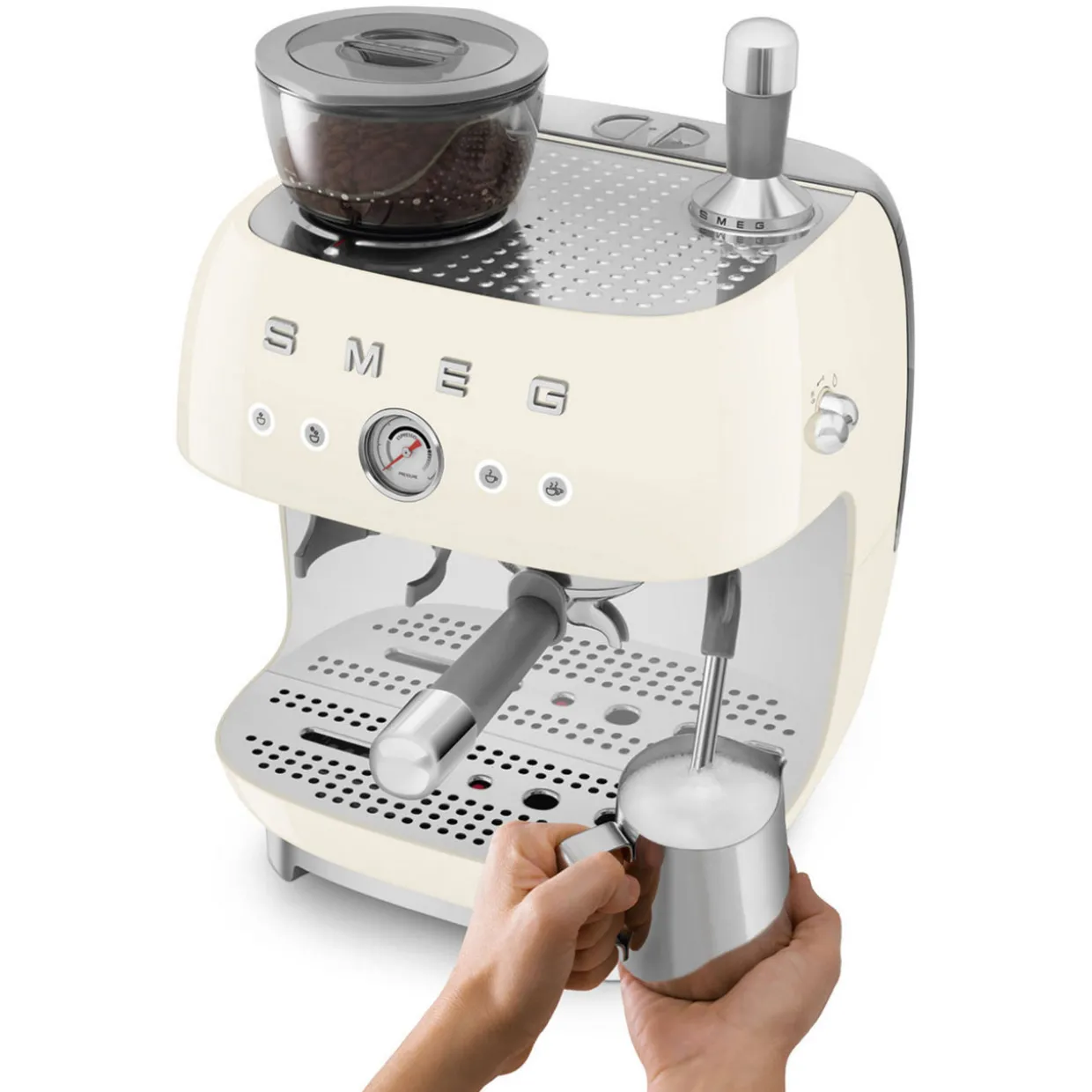 Espresso Coffee Machine with Grinder Cream