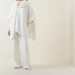 Fashion JOSEPH RIBKOFF Faux Fur Trim Cape