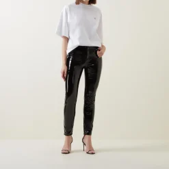 Faux Patent Five Pocket Leggings