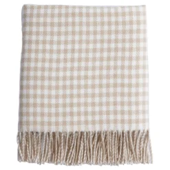 Fawn Gingham Lambswool Baby Blanket