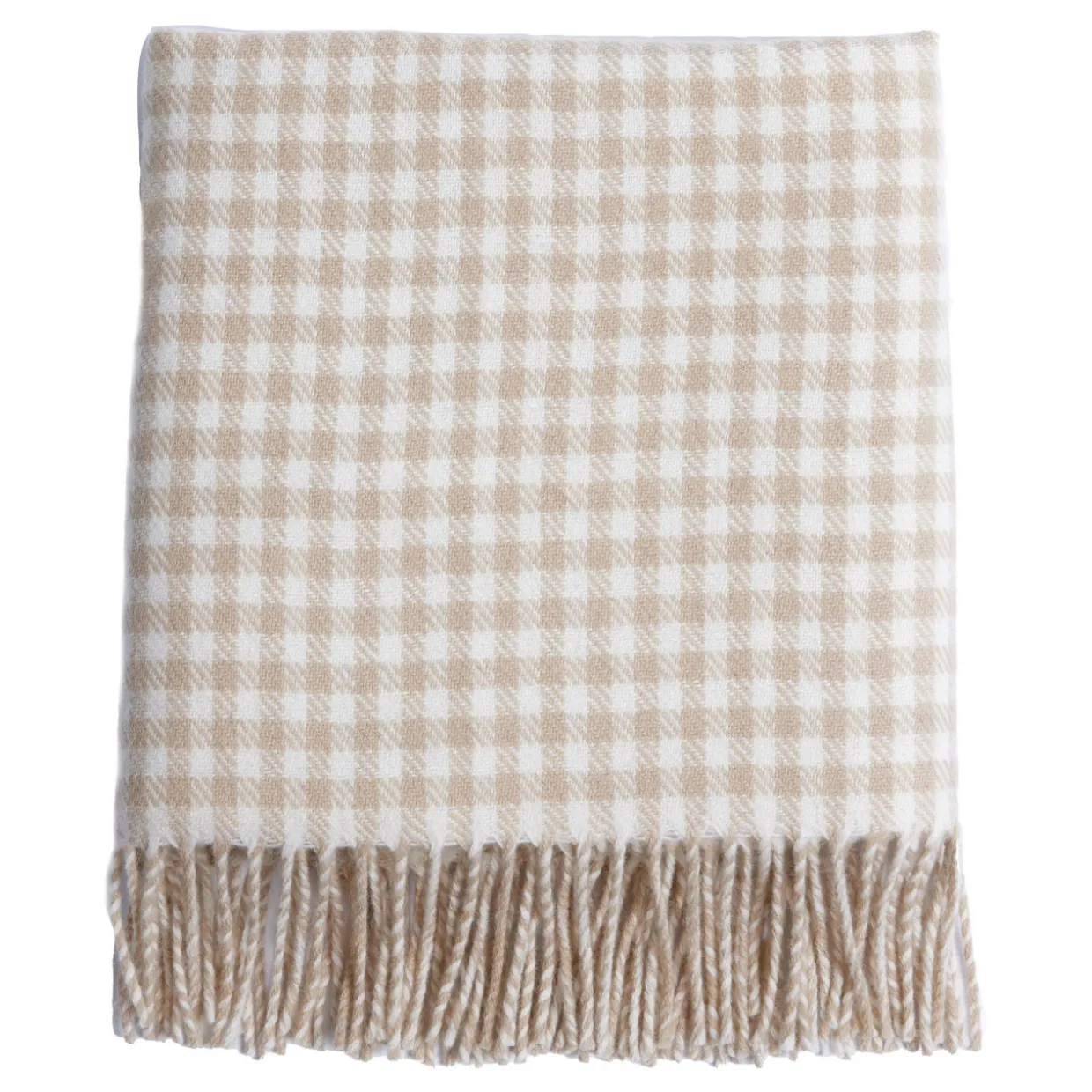 Fawn Gingham Lambswool Baby Blanket
