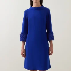 Feather-Trim Shift Dress