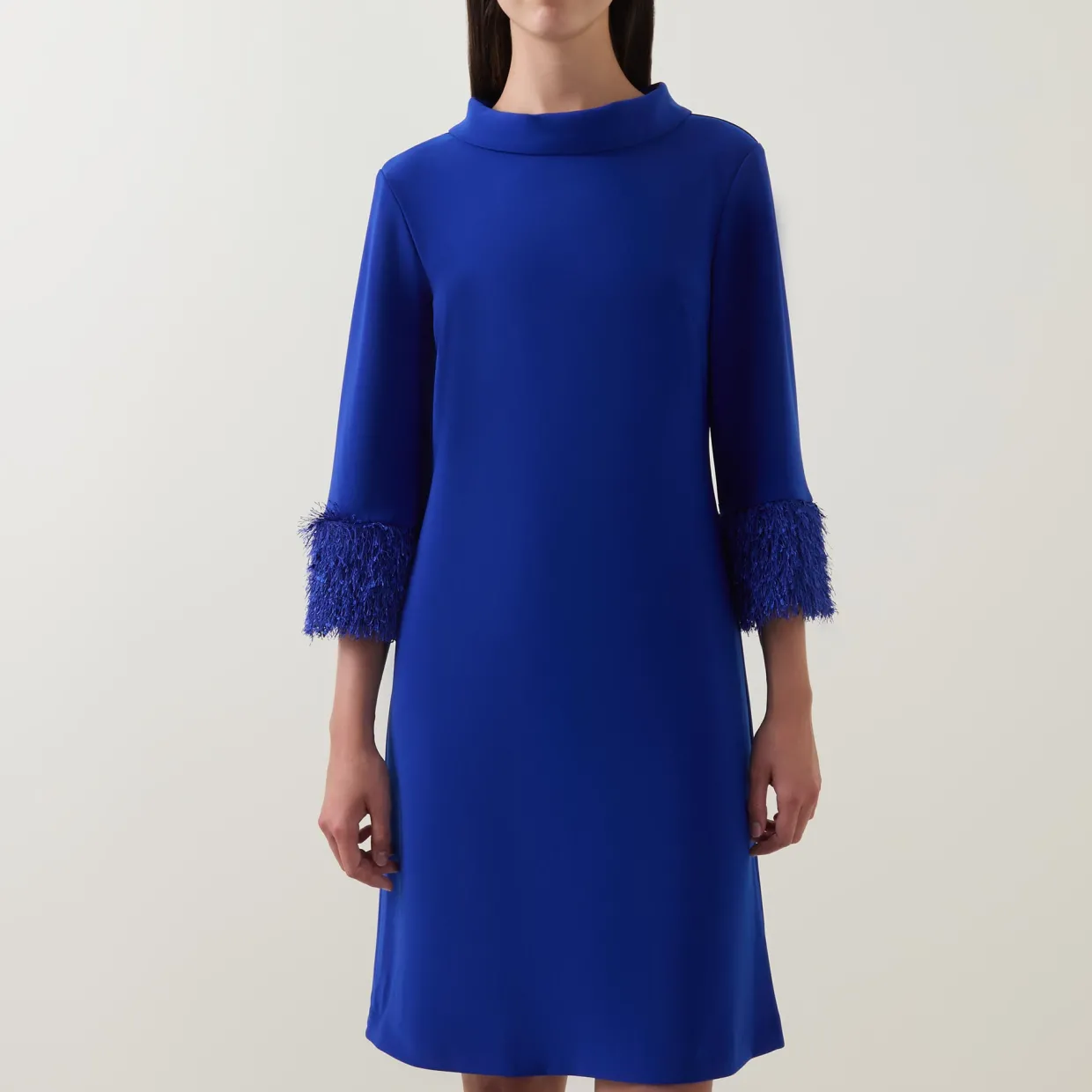 Feather-Trim Shift Dress