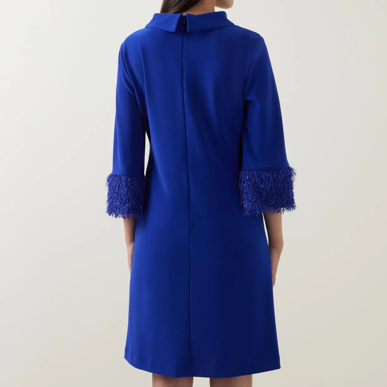 Feather-Trim Shift Dress