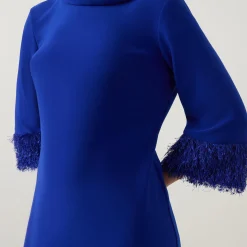 Feather-Trim Shift Dress