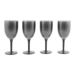Outlet CAMBRIDGE Fete Hammered Four Piece Wine Glass Set - Grey