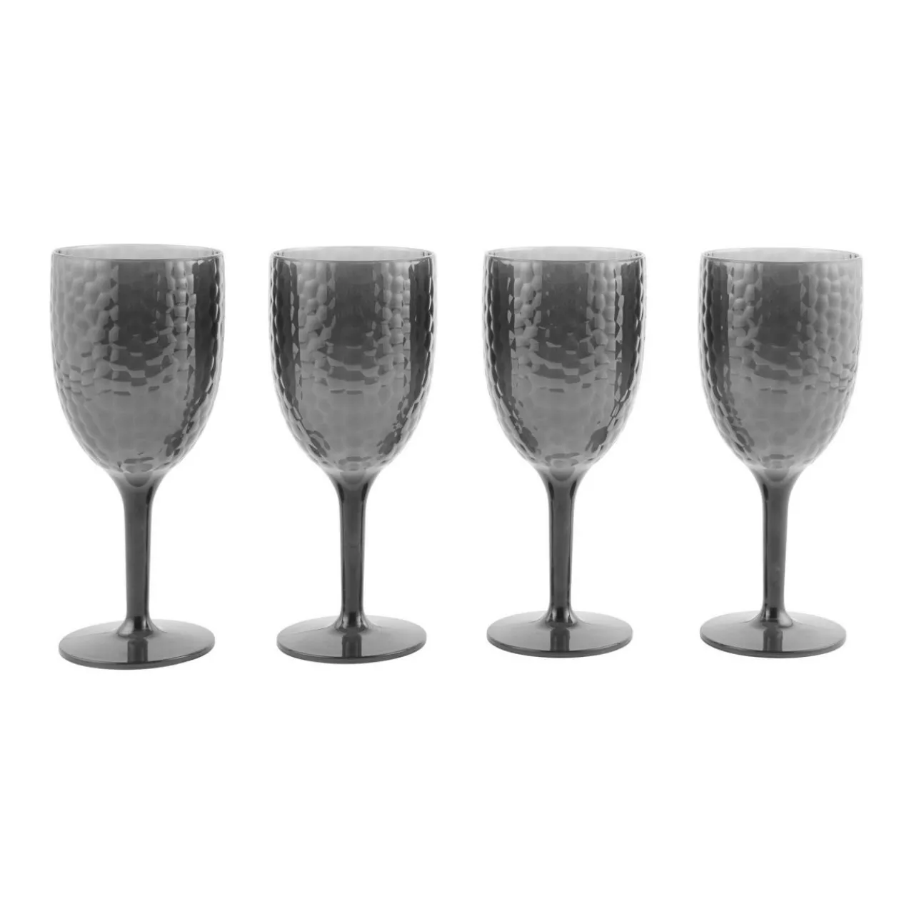 Outlet CAMBRIDGE Fete Hammered Four Piece Wine Glass Set - Grey