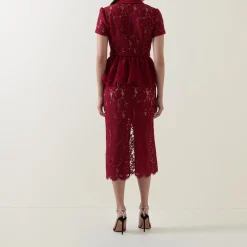 Best SELF-PORTRAIT Floral Lace Peplum Pencil Dress