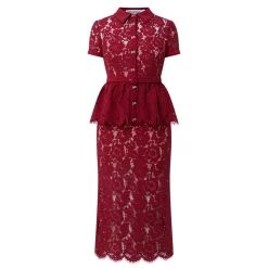 Floral Lace Peplum Pencil Dress