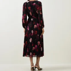 New JOSEPH RIBKOFF Floral Pleated Wrap Dress