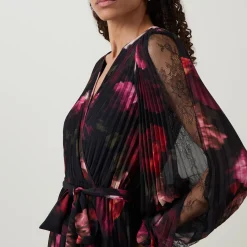 New JOSEPH RIBKOFF Floral Pleated Wrap Dress
