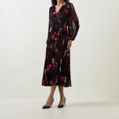 New JOSEPH RIBKOFF Floral Pleated Wrap Dress