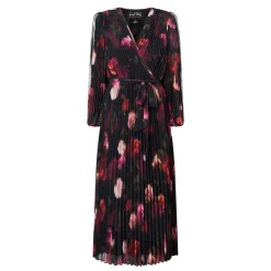 Floral Pleated Wrap Dress