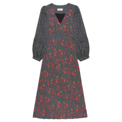 Clearance RO&ZO Floral Polka Dot Flared Dress