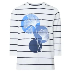 New GERRY WEBER Flower Striped Long-Sleeved T-Shirt