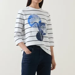 New GERRY WEBER Flower Striped Long-Sleeved T-Shirt