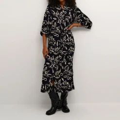 Forrest Leaf-Print Shirt Dress