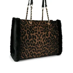 Online CARVELA Frame Faux Fur Leopard Print Tote Bag