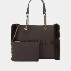 Hot CARVELA Frame Faux Fur Trim Tote Bag
