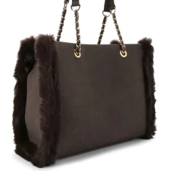 Hot CARVELA Frame Faux Fur Trim Tote Bag