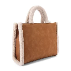 New CARVELA Frame Midi Faux Shearling Trim Tote Bag