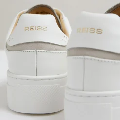New REISS Francesca Leather Low-Top Trainers