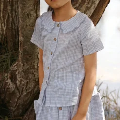 Frill Collar Check Shirt