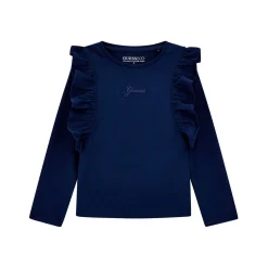 New GUESS Frilled Trim Logo Top