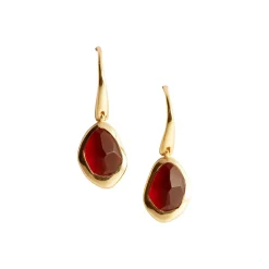 Garnet Pebble Hook Earrings