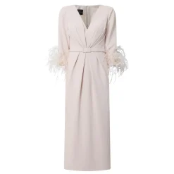 Gathered Feather-Trim Dress