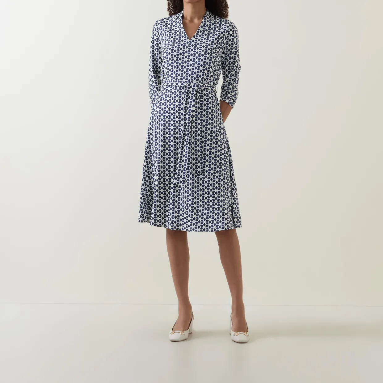 Geometric Belted Dress