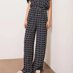 Geometric Printed Wide Leg Trousers