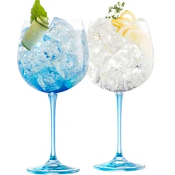 Hot GALWAY CRYSTAL Gin & Tonic Set of Two Glasses - Blue