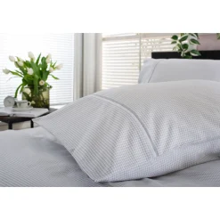 New THE LYNDON COMPANY Gingham Duvet Set Grey/White