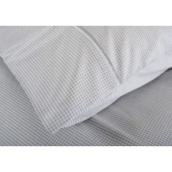 New THE LYNDON COMPANY Gingham Duvet Set Grey/White