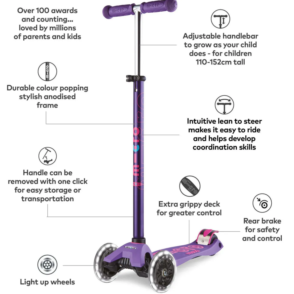 Girls Maxi Micro LED Deluxe Scooter