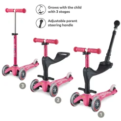 Girls Mini Micro 3in1 Deluxe Push Along Scooter