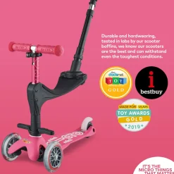 Girls Mini Micro 3in1 Deluxe Push Along Scooter