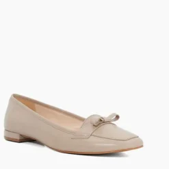 Online DUNE LONDON Glows Leather Square Toe Bow Trim Loafers