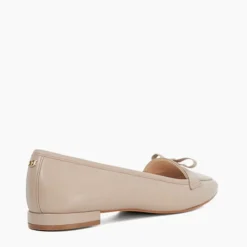Online DUNE LONDON Glows Leather Square Toe Bow Trim Loafers