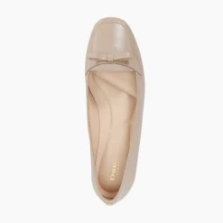 Online DUNE LONDON Glows Leather Square Toe Bow Trim Loafers