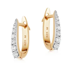 Gold Pave Claw Huggie Earrings